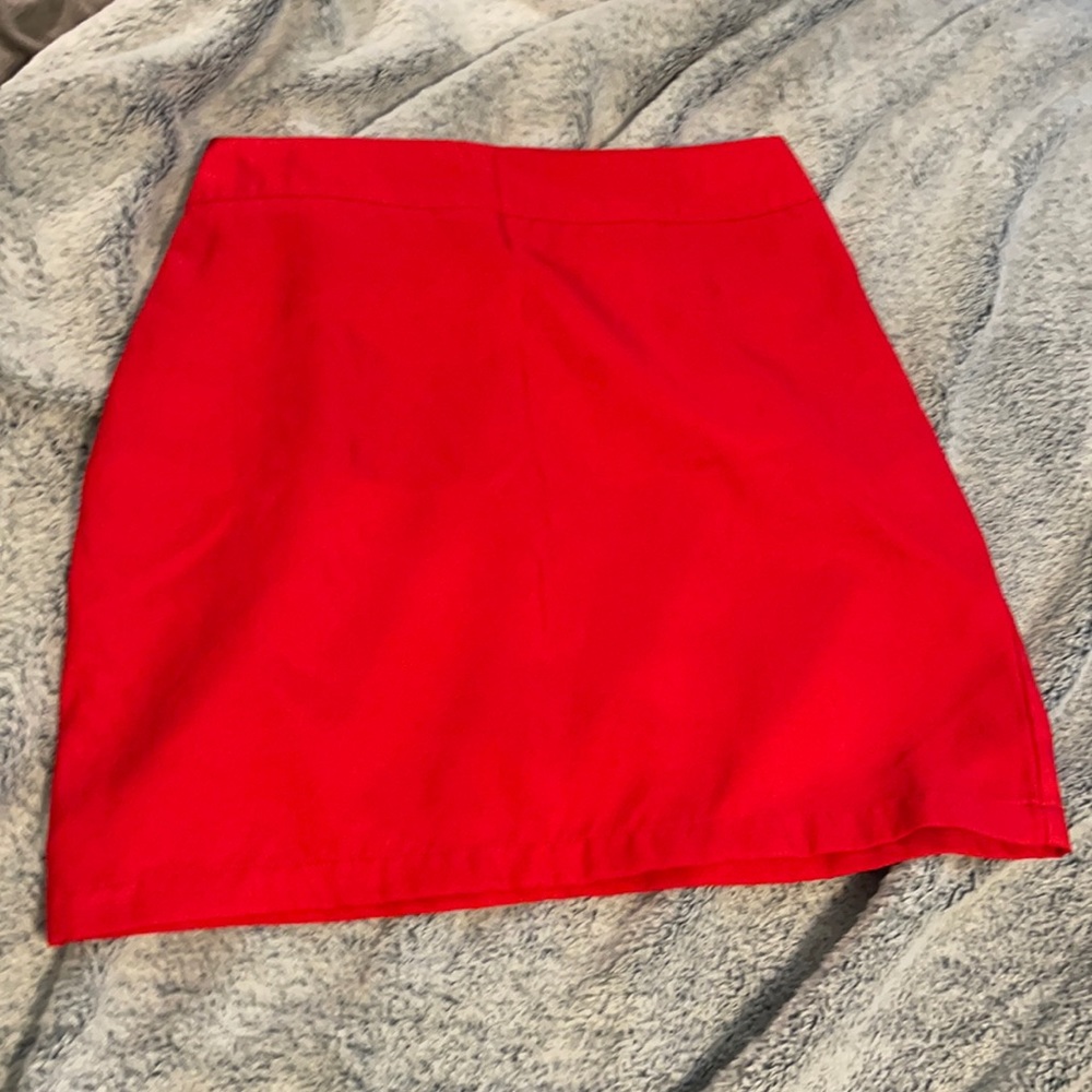 Vibrant red skirt!